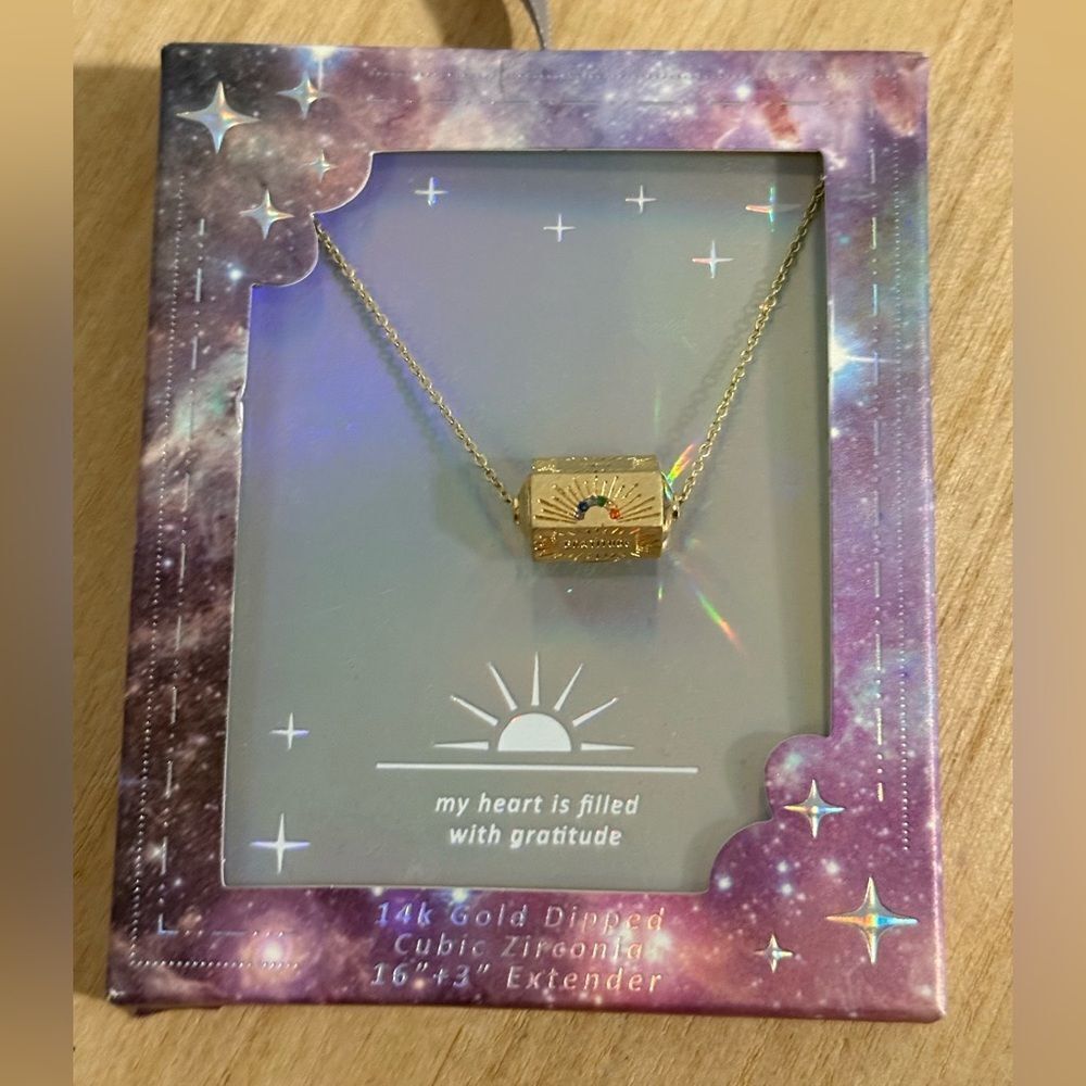 My heart is filled with gratitude- gold dipped necklace